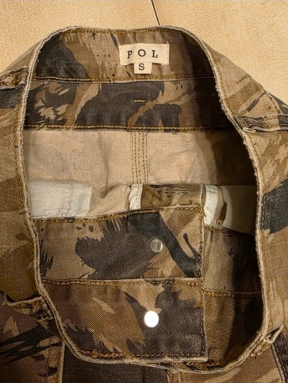 POL Camo Raw Hem Mini Skirt | High Waisted Utility Grunge Boho. Size S. Cotton - Picture 12 of 13